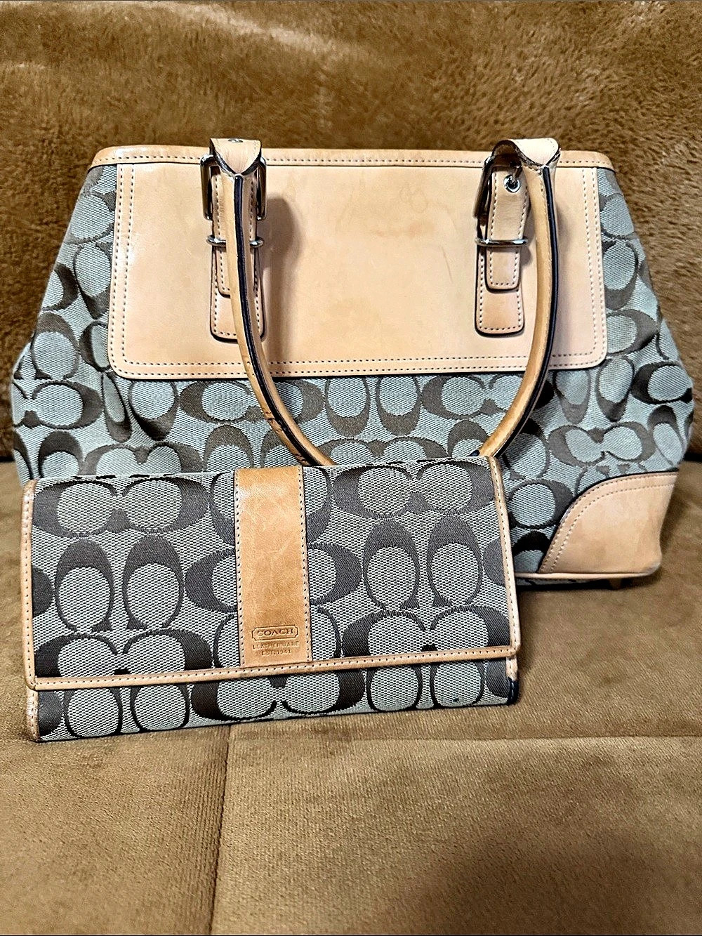 Vintage 2003 Coach Signature C 6366
Purse + Matching Wallet Y2K Brown Tan
